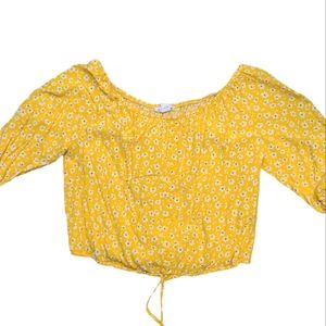 H&M Yellow Floral Off Shoulder Blouse